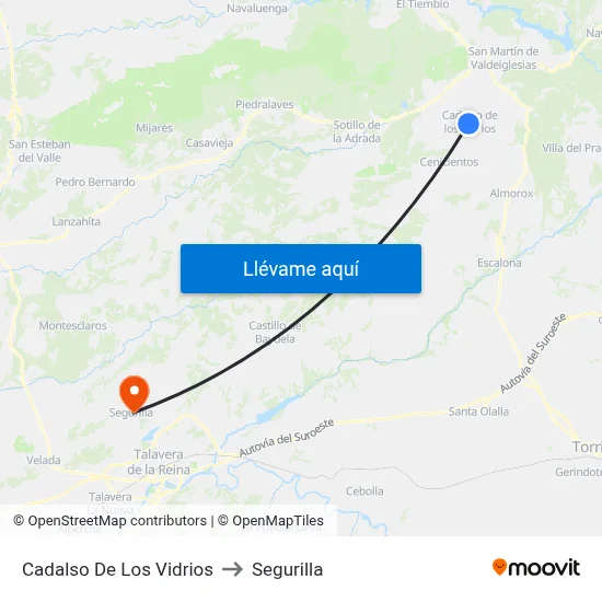 Cadalso De Los Vidrios to Segurilla map