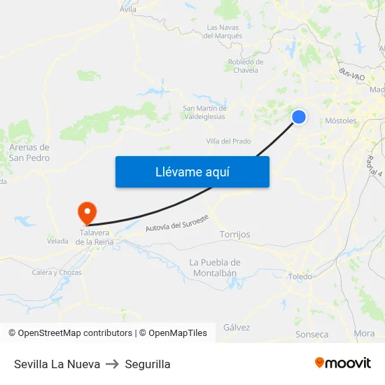 Sevilla La Nueva to Segurilla map