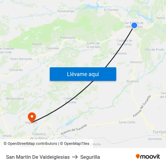 San Martín De Valdeiglesias to Segurilla map