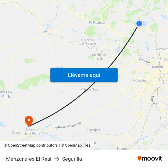 Manzanares El Real to Segurilla map