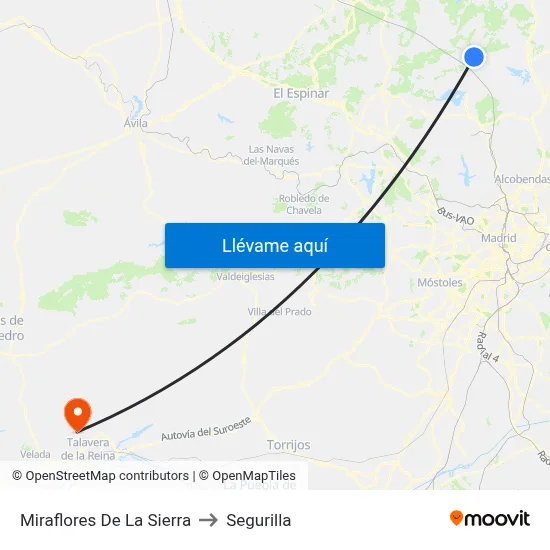 Miraflores De La Sierra to Segurilla map