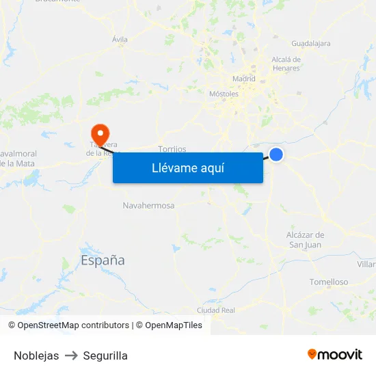 Noblejas to Segurilla map