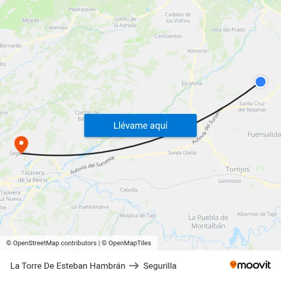 La Torre De Esteban Hambrán to Segurilla map