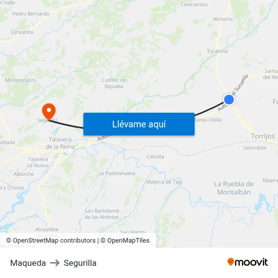 Maqueda to Segurilla map