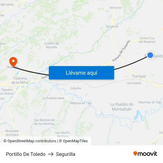 Portillo De Toledo to Segurilla map
