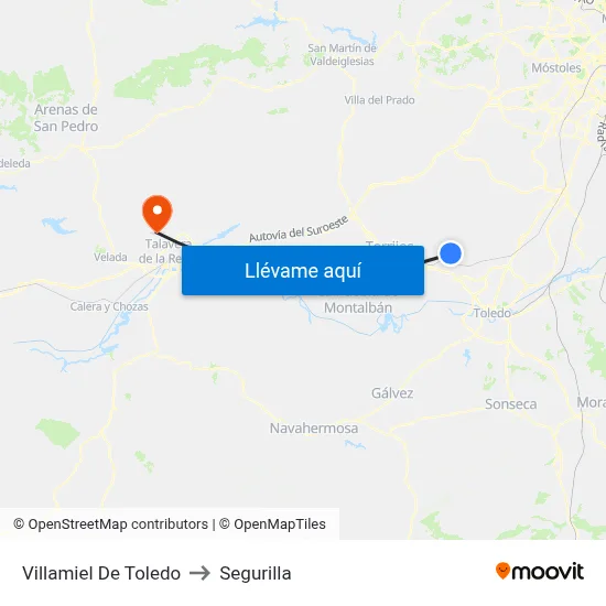 Villamiel De Toledo to Segurilla map