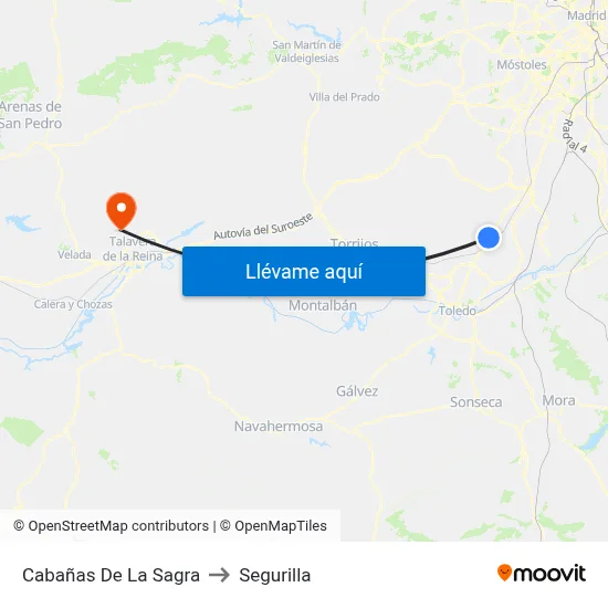 Cabañas De La Sagra to Segurilla map