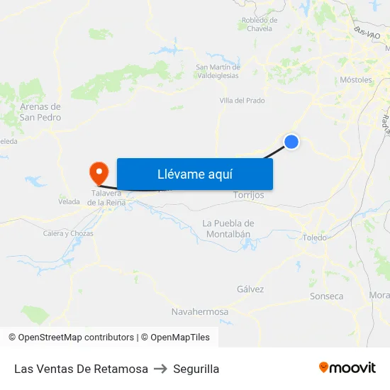 Las Ventas De Retamosa to Segurilla map