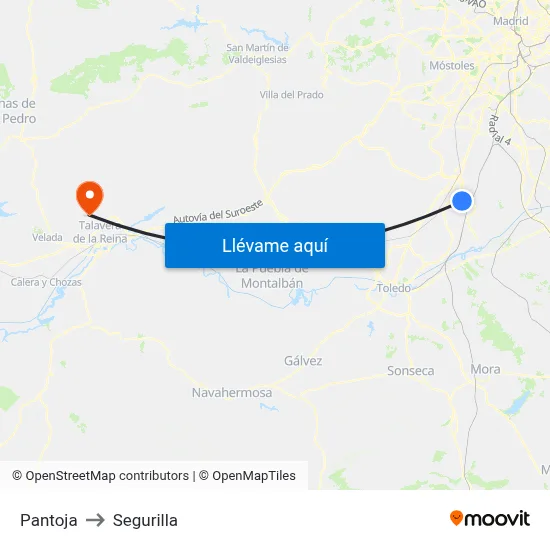 Pantoja to Segurilla map