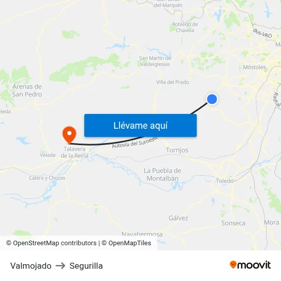 Valmojado to Segurilla map