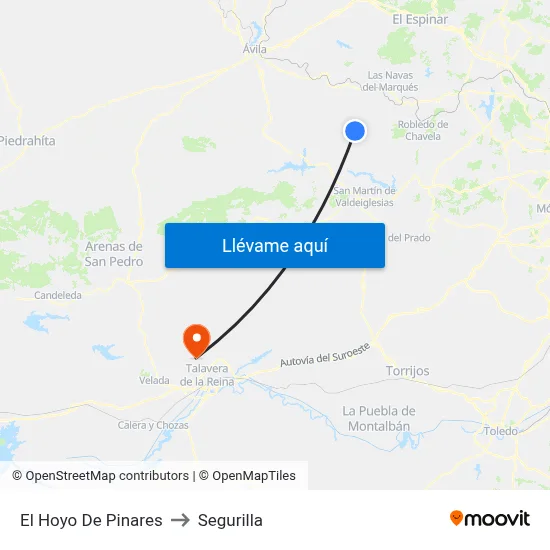 El Hoyo De Pinares to Segurilla map