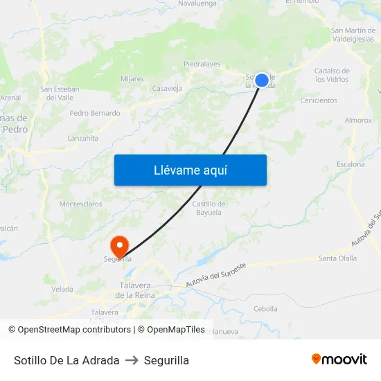 Sotillo De La Adrada to Segurilla map