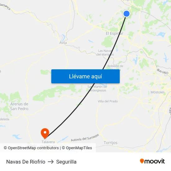 Navas De Riofrío to Segurilla map