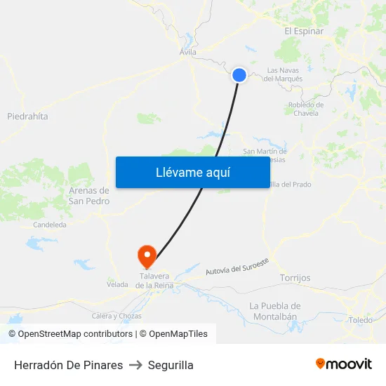 Herradón De Pinares to Segurilla map