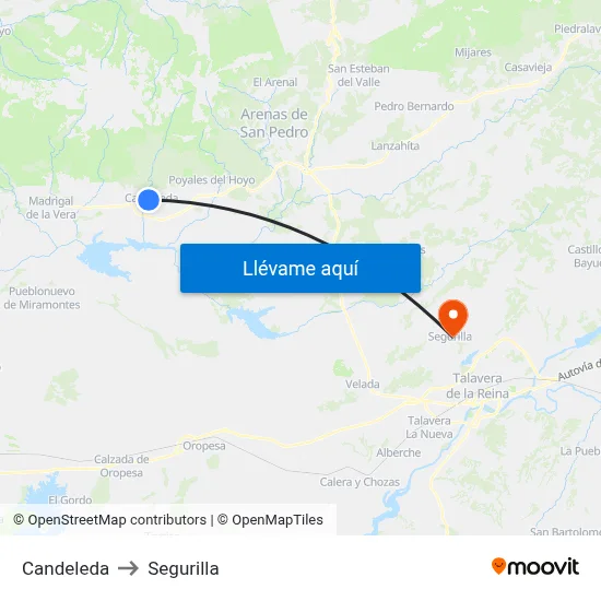 Candeleda to Segurilla map