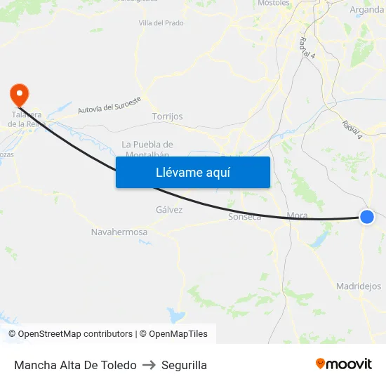 Mancha Alta De Toledo to Segurilla map