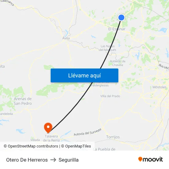 Otero De Herreros to Segurilla map
