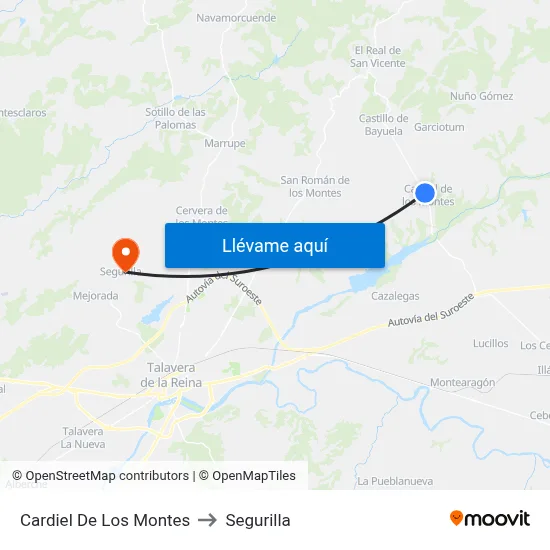 Cardiel De Los Montes to Segurilla map