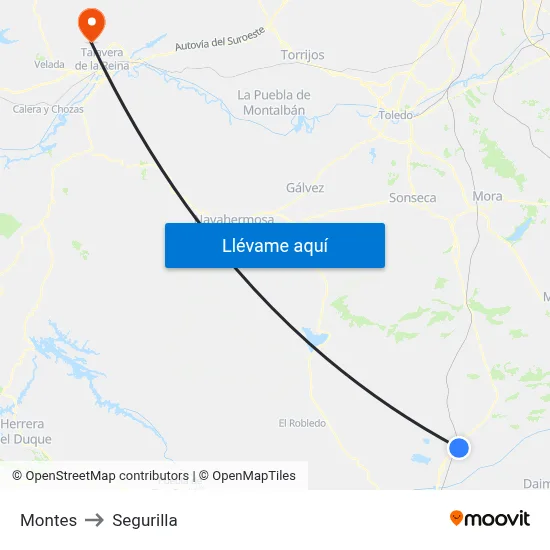 Montes to Segurilla map