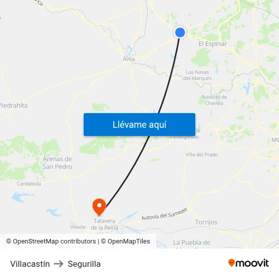 Villacastín to Segurilla map