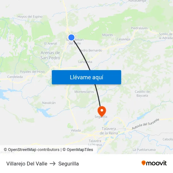 Villarejo Del Valle to Segurilla map