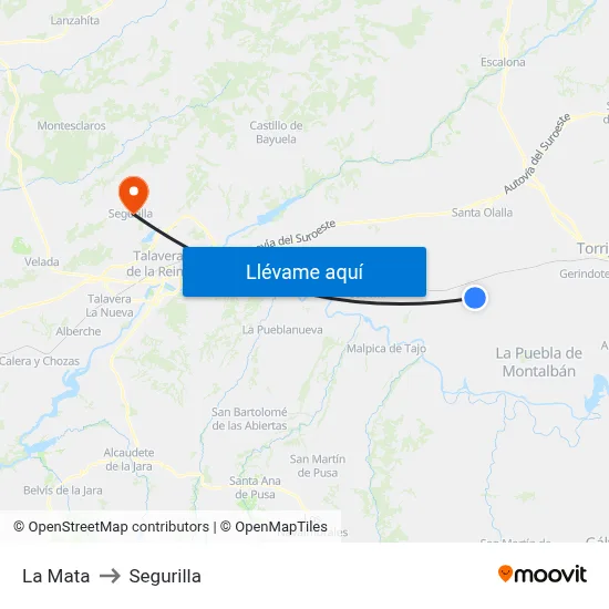 La Mata to Segurilla map