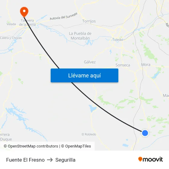 Fuente El Fresno to Segurilla map