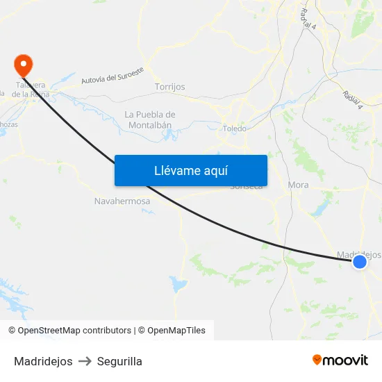 Madridejos to Segurilla map