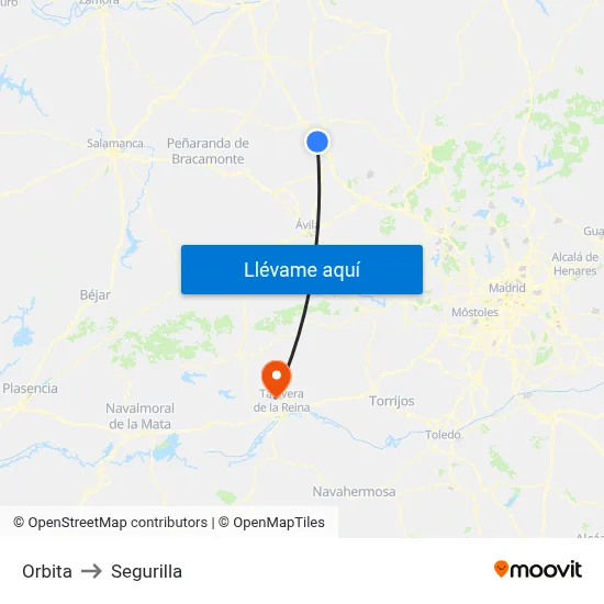 Orbita to Segurilla map