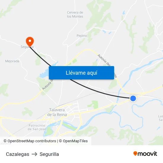 Cazalegas to Segurilla map
