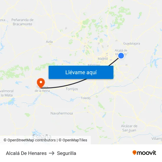 Alcalá De Henares to Segurilla map