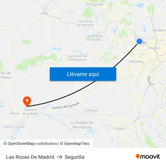 Las Rozas De Madrid to Segurilla map