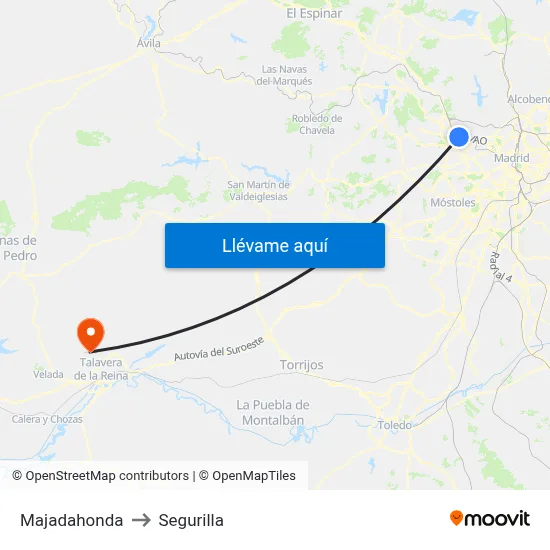 Majadahonda to Segurilla map