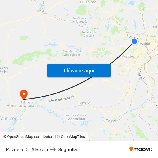 Pozuelo De Alarcón to Segurilla map