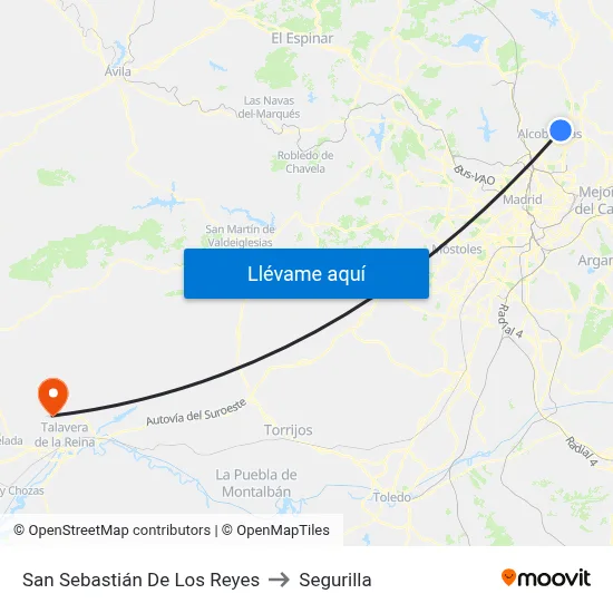 San Sebastián De Los Reyes to Segurilla map