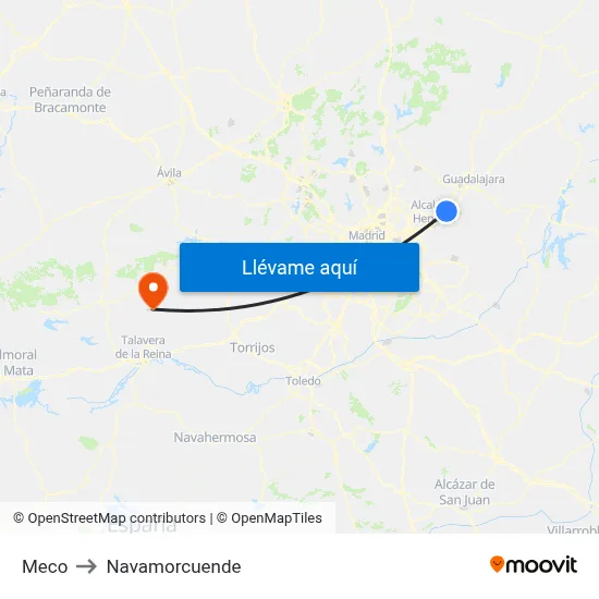 Meco to Navamorcuende map