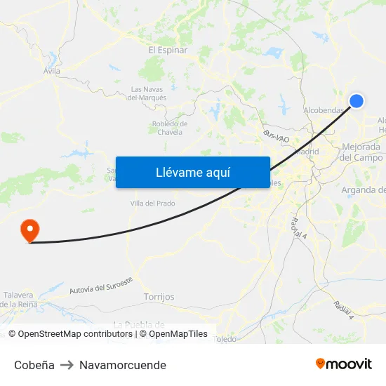 Cobeña to Navamorcuende map