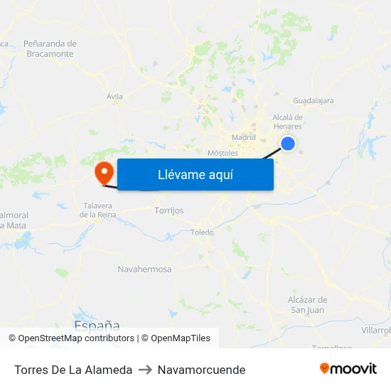Torres De La Alameda to Navamorcuende map