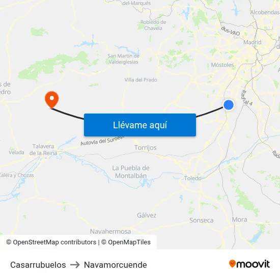 Casarrubuelos to Navamorcuende map