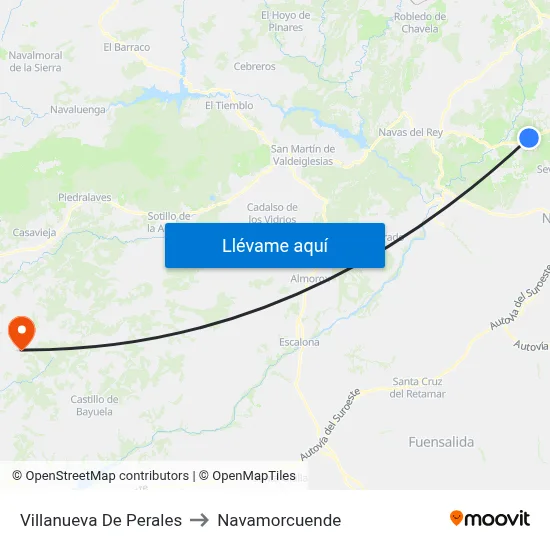 Villanueva De Perales to Navamorcuende map