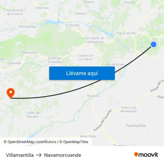 Villamantilla to Navamorcuende map