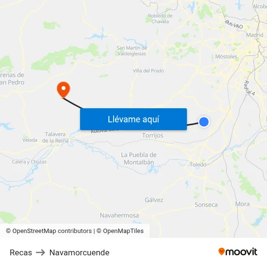 Recas to Navamorcuende map