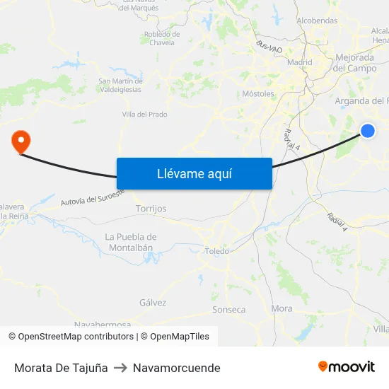 Morata De Tajuña to Navamorcuende map
