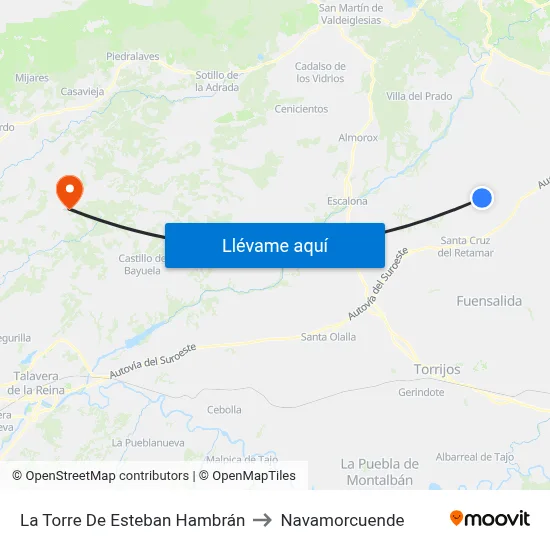 La Torre De Esteban Hambrán to Navamorcuende map