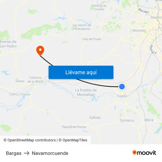 Bargas to Navamorcuende map