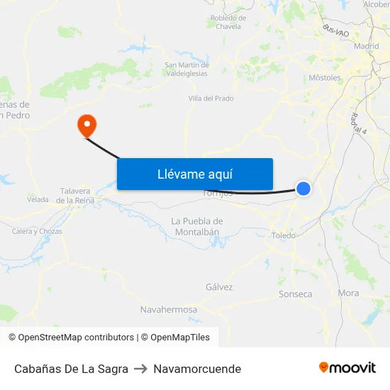 Cabañas De La Sagra to Navamorcuende map