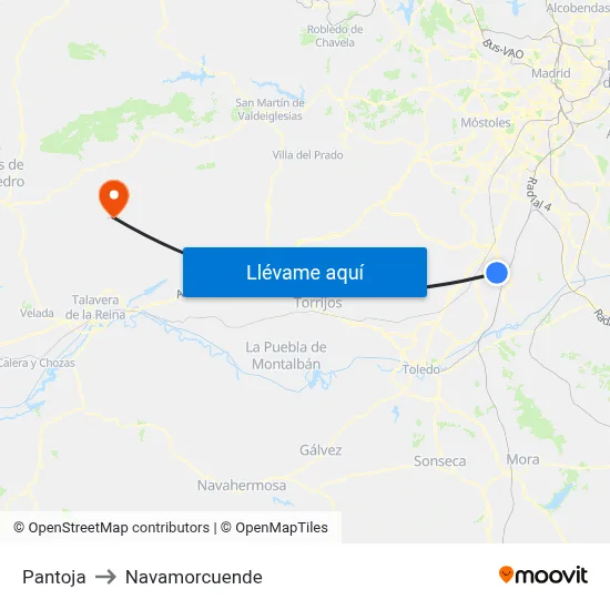 Pantoja to Navamorcuende map