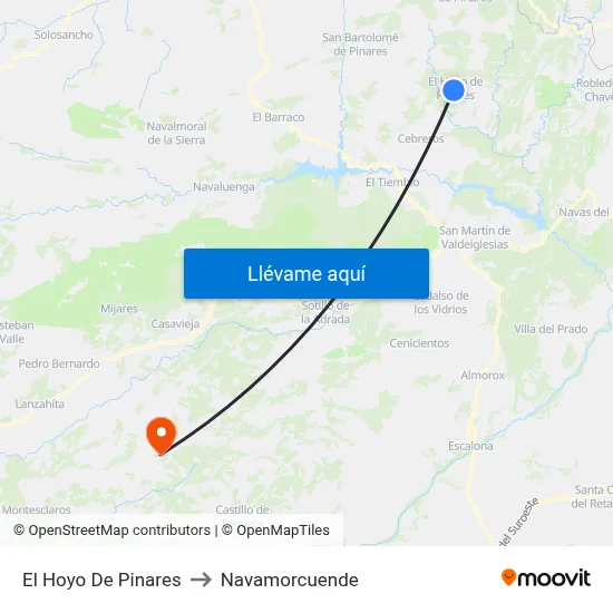 El Hoyo De Pinares to Navamorcuende map