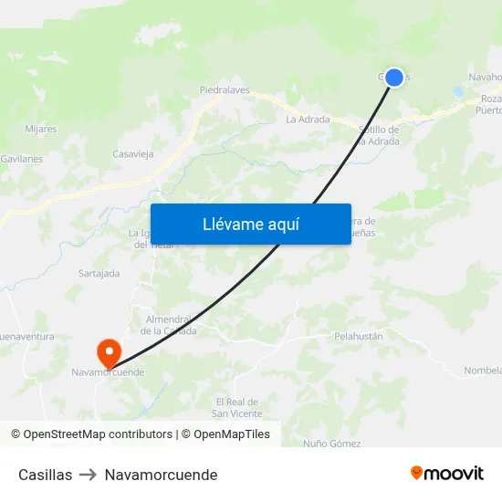 Casillas to Navamorcuende map