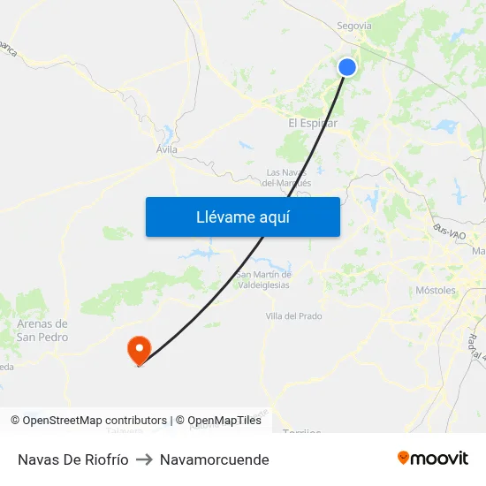 Navas De Riofrío to Navamorcuende map